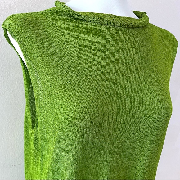 Eileen Fisher Lime Green Crochet Knit Tank Top - Picture 10 of 10